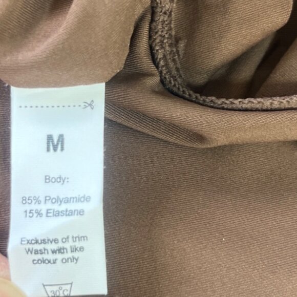 Qinsen Bodysuit Womens Medium Chocolate Brown Long Sleeve New - Picture 8 of 9